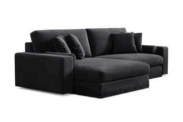 Arken Lyx 4-sits Vändbar L-formad Djup Divansoffa i Sammet - Svart - Möbler - Soffa - Divansoffor & schäslongsoffa
