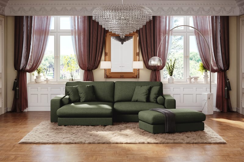 Arken Lyx 4-sits Vändbar L-formad Djup Divansoffa i Tyg - Grön - Möbler - Soffa - Divansoffor & schäslongsoffa