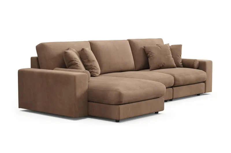 Arken Lyx 5-sits Vändbar L-formad Djup Divansoffa i Manchester - Brun - Möbler - Soffa - Divansoffor & schäslongsoffa