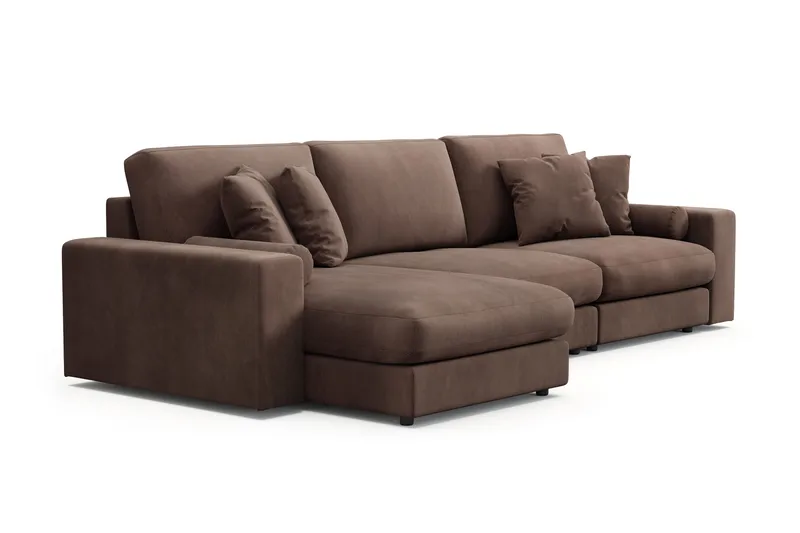 Arken Lyx 5-sits Vändbar L-formad Djup Divansoffa i Manchester - Brun - Möbler - Soffa - Divansoffor & schäslongsoffa