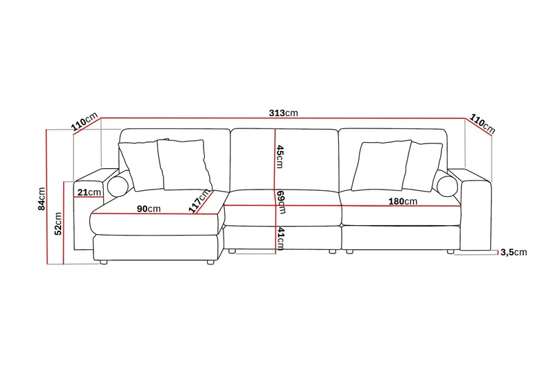 Arken Lyx 5-sits Vändbar L-formad Djup Divansoffa i Manchester - Brun - Möbler - Soffa - Divansoffor & schäslongsoffa
