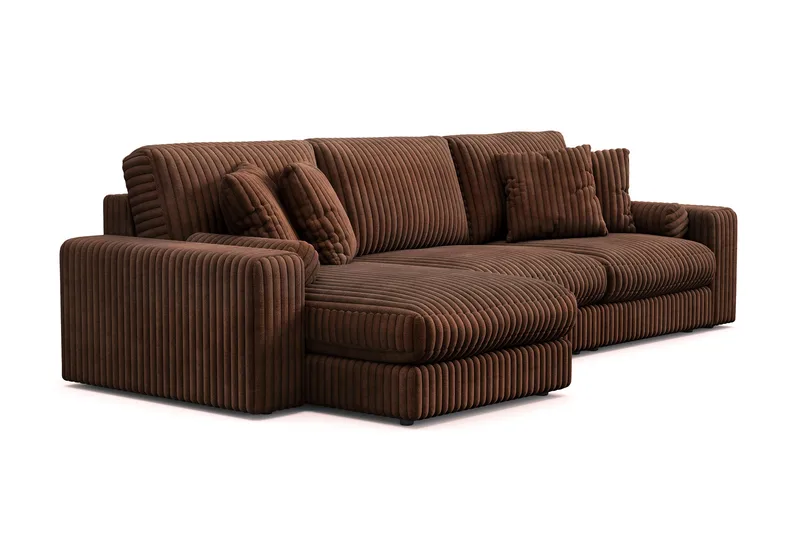 Arken Lyx 5-sits Vändbar L-formad Djup Divansoffa i Manchester - Mörkbrun - Möbler - Soffa - Divansoffor & schäslongsoffa
