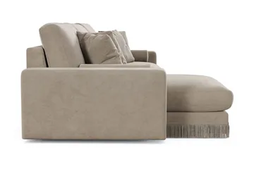 Arken Lyx 5-sits Vändbar L-formad Djup Divansoffa i Sammet - Beige - Möbler - Soffa - Divansoffor & schäslongsoffa