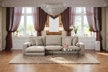 Arken Lyx 5-sits Vändbar L-formad Djup Divansoffa i Sammet - Beige - Möbler - Soffa - Divansoffor & schäslongsoffa