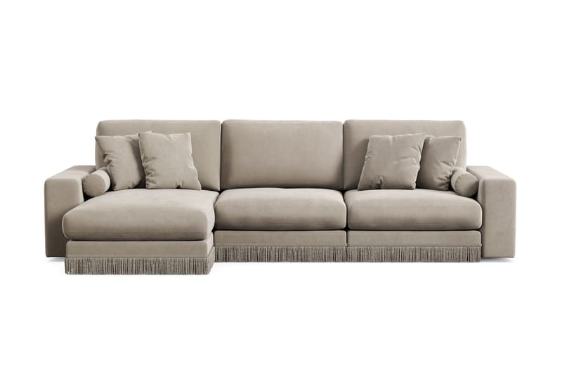 Arken Lyx 5-sits Vändbar L-formad Djup Divansoffa i Sammet - Beige - Möbler - Soffa - Divansoffor & schäslongsoffa