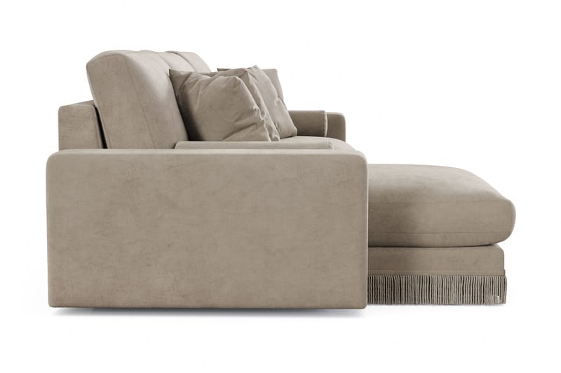 Arken Lyx 5-sits Vändbar L-formad Djup Divansoffa i Sammet - Beige - Möbler - Soffa - Divansoffor & schäslongsoffa