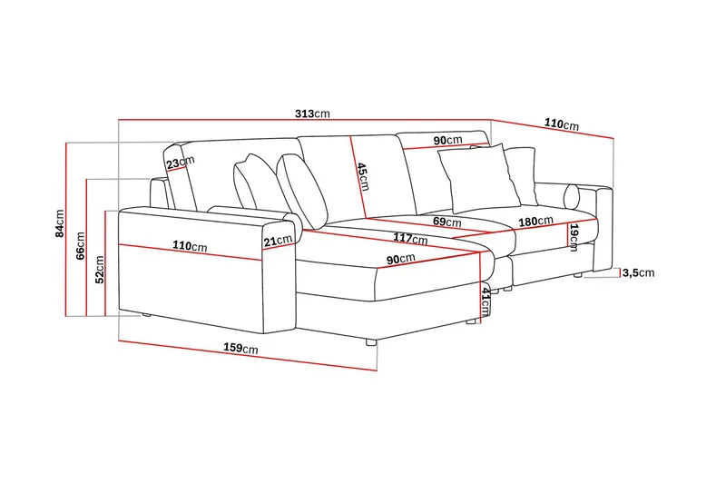 Arken Lyx 5-sits Vändbar L-formad Djup Divansoffa i Sammet - Beige - Möbler - Soffa - Divansoffor & schäslongsoffa