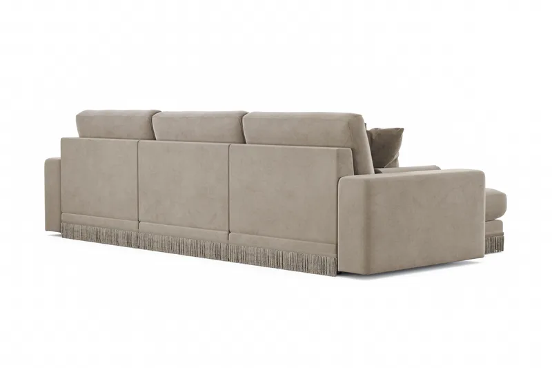 Arken Lyx 5-sits Vändbar L-formad Djup Divansoffa i Sammet - Beige - Möbler - Soffa - Divansoffor & schäslongsoffa