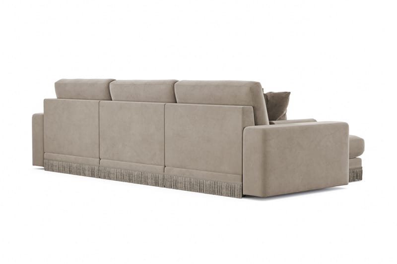 Arken Lyx 5-sits Vändbar L-formad Djup Divansoffa i Sammet - Beige - Möbler - Soffa - Divansoffor & schäslongsoffa