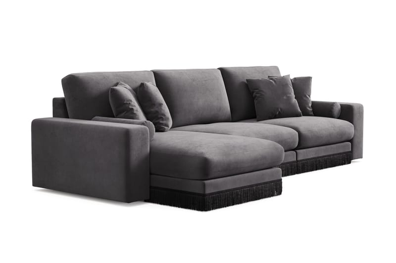 Arken Lyx 5-sits Vändbar L-formad Djup Divansoffa i Sammet - Mörkgrå - Möbler - Soffa - Divansoffor & schäslongsoffa