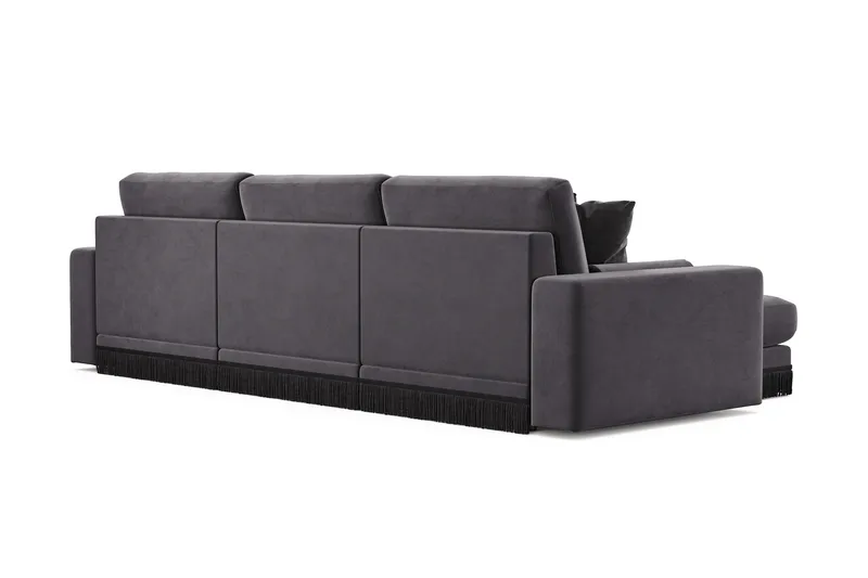 Arken Lyx 5-sits Vändbar L-formad Djup Divansoffa i Sammet - Mörkgrå - Möbler - Soffa - Divansoffor & schäslongsoffa