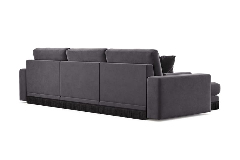 Arken Lyx 5-sits Vändbar L-formad Djup Divansoffa i Sammet - Mörkgrå - Möbler - Soffa - Divansoffor & schäslongsoffa