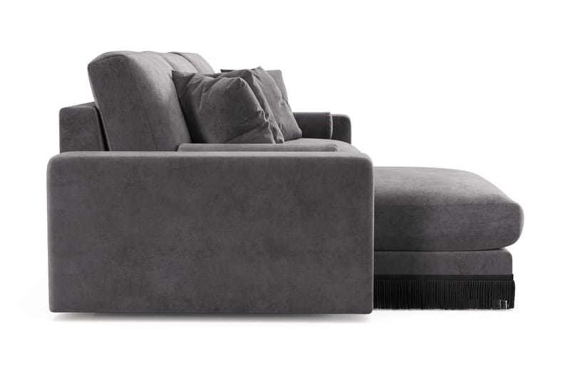 Arken Lyx 5-sits Vändbar L-formad Djup Divansoffa i Sammet - Mörkgrå - Möbler - Soffa - Divansoffor & schäslongsoffa