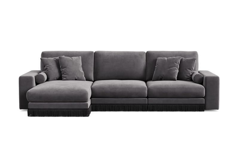 Arken Lyx 5-sits Vändbar L-formad Djup Divansoffa i Sammet - Mörkgrå - Möbler - Soffa - Divansoffor & schäslongsoffa