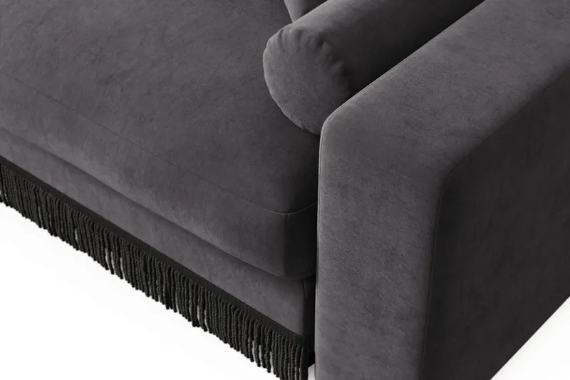 Arken Lyx 5-sits Vändbar L-formad Djup Divansoffa i Sammet - Mörkgrå - Möbler - Soffa - Divansoffor & schäslongsoffa
