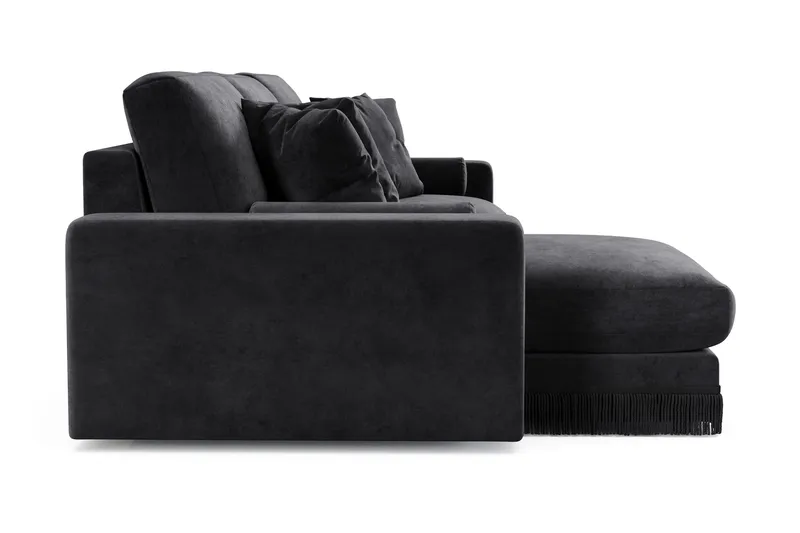 Arken Lyx 5-sits Vändbar L-formad Djup Divansoffa i Sammet - Svart - Möbler - Soffa - Divansoffor & schäslongsoffa