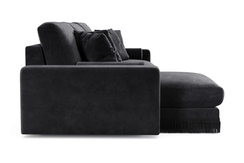 Arken Lyx 5-sits Vändbar L-formad Djup Divansoffa i Sammet - Svart - Möbler - Soffa - Divansoffor & schäslongsoffa