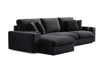 Arken Lyx 5-sits Vändbar L-formad Djup Divansoffa i Sammet - Svart - Möbler - Soffa - Divansoffor & schäslongsoffa