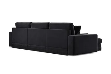 Arken Lyx 5-sits Vändbar L-formad Djup Divansoffa i Sammet - Svart - Möbler - Soffa - Divansoffor & schäslongsoffa