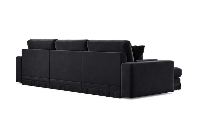 Arken Lyx 5-sits Vändbar L-formad Djup Divansoffa i Sammet - Svart - Möbler - Soffa - Divansoffor & schäslongsoffa