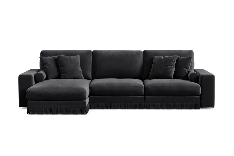 Arken Lyx 5-sits Vändbar L-formad Djup Divansoffa i Sammet - Svart - Möbler - Soffa - Divansoffor & schäslongsoffa