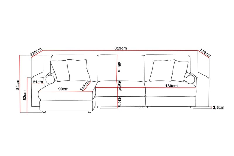 Arken Lyx 5-sits Vändbar L-formad Djup Divansoffa i Tyg - Brun - Möbler - Soffa - Divansoffor & schäslongsoffa