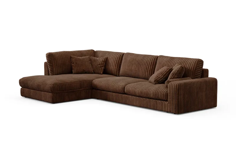 Arken Lyx 5-sits Vänstervänd Djup Soffa med Divan i Manchester - Mörkbrun - Möbler - Soffa - Divansoffor & schäslongsoffa