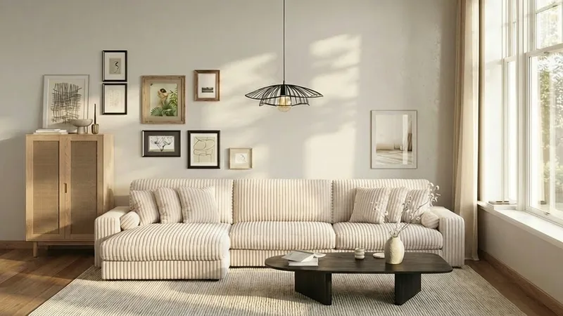 Arken Lyx 6-sits Vändbar L-formad Djup Divansoffa i Manchester - Beige - Möbler - Soffa - Divansoffor & schäslongsoffa