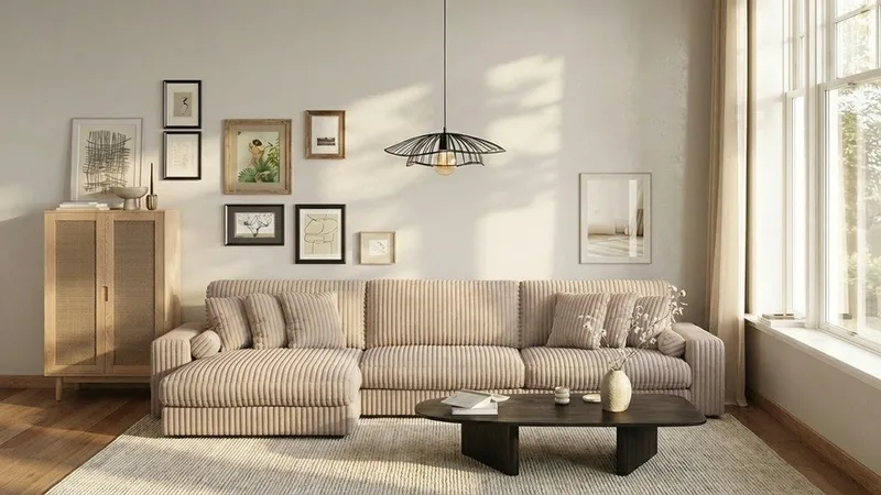 Arken Lyx 6-sits Vändbar L-formad Djup Divansoffa i Manchester - Greige - Möbler - Soffa - Divansoffor & schäslongsoffa