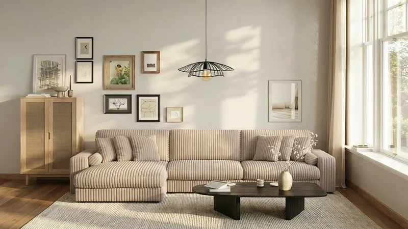 Arken Lyx 6-sits Vändbar L-formad Djup Divansoffa i Manchester - Greige - Möbler - Soffa - Divansoffor & schäslongsoffa