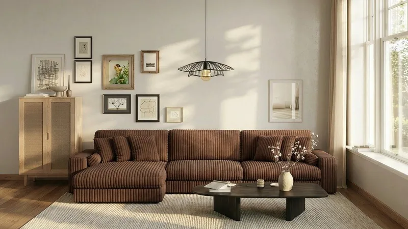 Arken Lyx 6-sits Vändbar L-formad Djup Divansoffa i Manchester - Mörkbrun - Möbler - Soffa - Divansoffor & schäslongsoffa