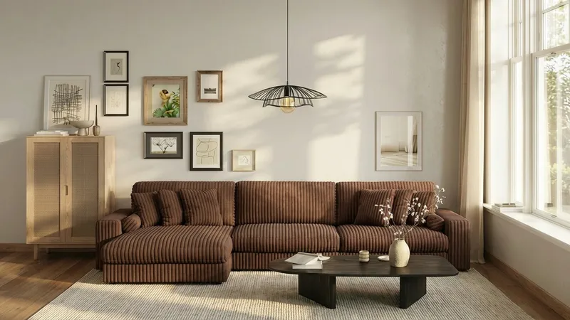 Arken Lyx 6-sits Vändbar L-formad Djup Divansoffa i Manchester - Mörkbrun - Möbler - Soffa - Divansoffor & schäslongsoffa