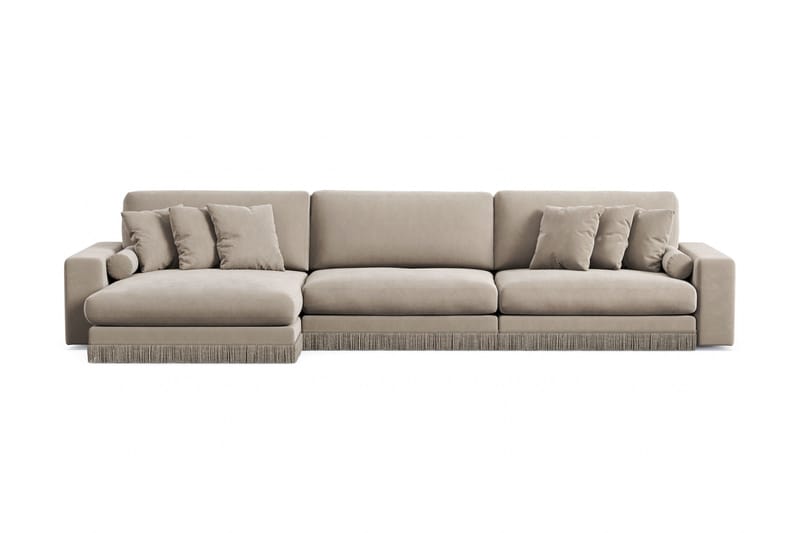 Arken Lyx 6-sits Vändbar L-formad Djup Divansoffa i Sammet - Beige - Möbler - Soffa - Divansoffor & schäslongsoffa