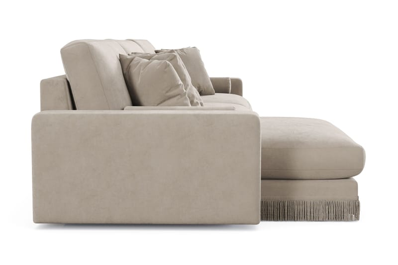 Arken Lyx 6-sits Vändbar L-formad Djup Divansoffa i Sammet - Beige - Möbler - Soffa - Divansoffor & schäslongsoffa