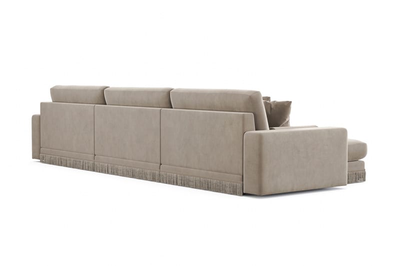 Arken Lyx 6-sits Vändbar L-formad Djup Divansoffa i Sammet - Beige - Möbler - Soffa - Divansoffor & schäslongsoffa