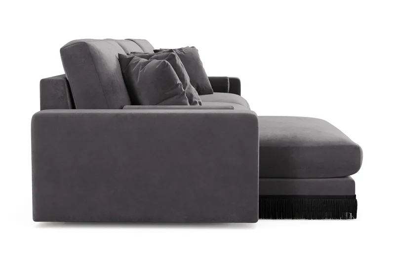 Arken Lyx 6-sits Vändbar L-formad Djup Divansoffa i Sammet - Mörkgrå - Möbler - Soffa - Divansoffor & schäslongsoffa