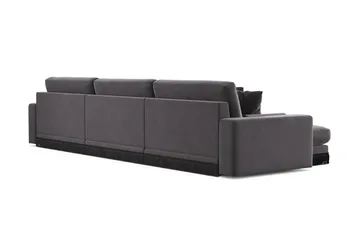Arken Lyx 6-sits Vändbar L-formad Djup Divansoffa i Sammet - Mörkgrå - Möbler - Soffa - Divansoffor & schäslongsoffa