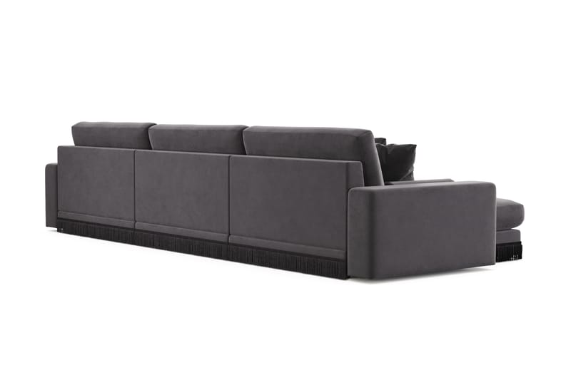Arken Lyx 6-sits Vändbar L-formad Djup Divansoffa i Sammet - Mörkgrå - Möbler - Soffa - Divansoffor & schäslongsoffa