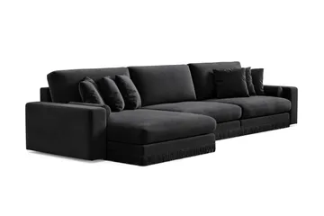 Arken Lyx 6-sits Vändbar L-formad Djup Divansoffa i Sammet - Svart - Möbler - Soffa - Divansoffor & schäslongsoffa