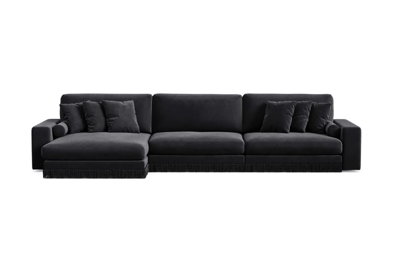 Arken Lyx 6-sits Vändbar L-formad Djup Divansoffa i Sammet - Svart - Möbler - Soffa - Divansoffor & schäslongsoffa