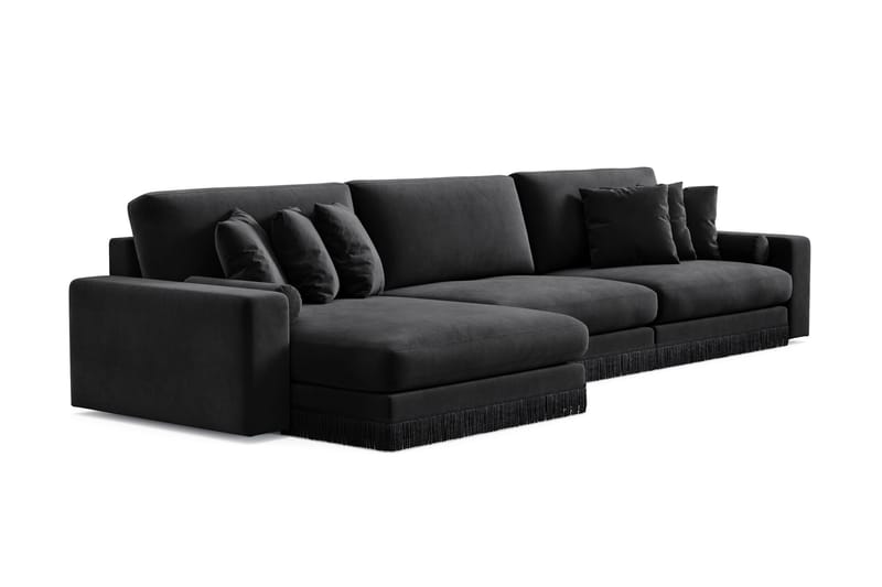Arken Lyx 6-sits Vändbar L-formad Djup Divansoffa i Sammet - Svart - Möbler - Soffa - Divansoffor & schäslongsoffa