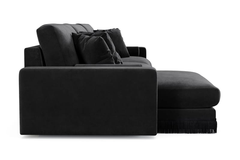 Arken Lyx 6-sits Vändbar L-formad Djup Divansoffa i Sammet - Svart - Möbler - Soffa - Divansoffor & schäslongsoffa