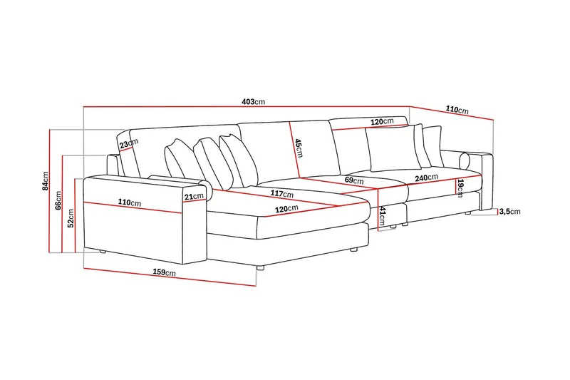 Arken Lyx 6-sits Vändbar L-formad Djup Divansoffa i Tyg - Beige - Möbler - Soffa - Divansoffor & schäslongsoffa