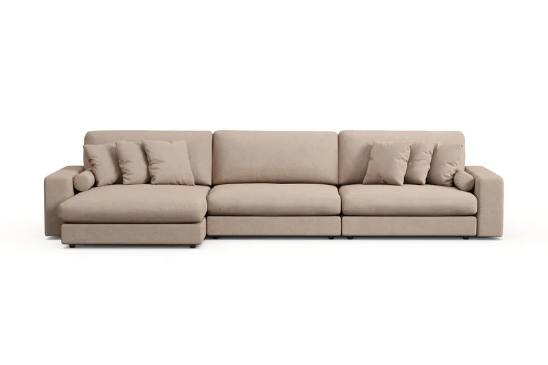 Arken Lyx 6-sits Vändbar L-formad Djup Divansoffa i Tyg - Beige - Möbler - Soffa - Divansoffor & schäslongsoffa