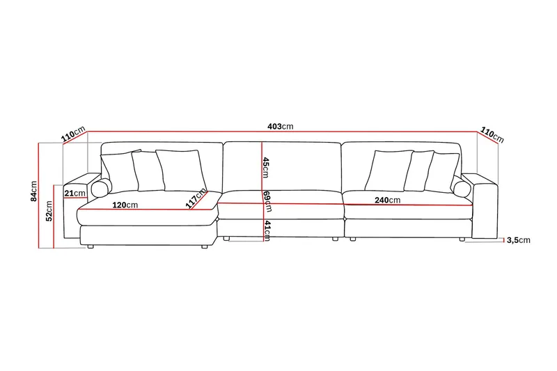 Arken Lyx 6-sits Vändbar L-formad Djup Divansoffa i Tyg - Brun - Möbler - Soffa - Divansoffor & schäslongsoffa