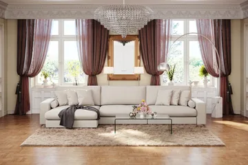 Arken Lyx 6-sits Vändbar L-formad Djup Divansoffa i Tyg - Ljusbeige - Möbler - Soffa - Divansoffor & schäslongsoffa