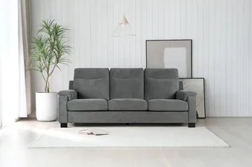 Atlas soffa 3-sits med hög rygg - Grå Chenille (Milton New 15) - Möbler - Soffa - 2 sits soffa