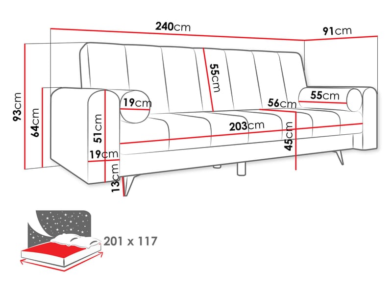 Aurvin 3-sits Soffa - Möbler - Soffa - Bäddsoffa