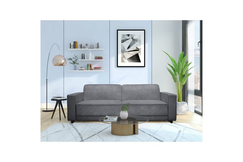 Bäddsoffa Allie Antracit, Sammet, 81x225x91 cm - Antracit, Sammet, 81x225x91 cm - Möbler - Soffa - Bäddsoffa