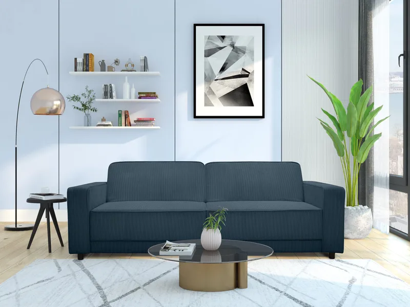 Bäddsoffa Allie Blå, Cordoroy, 81x225x91 cm - Blå, Cordoroy, 81x225x91 cm - Möbler - Soffa - Bäddsoffa
